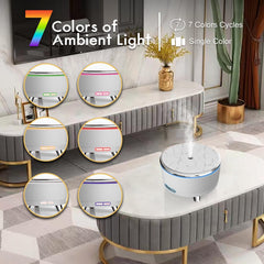Front view of essential oil diffuser highlighting color LED lights