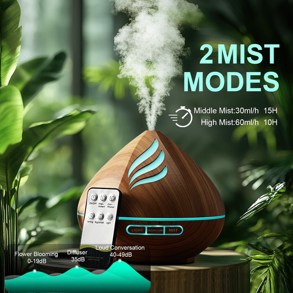 Diffuser featuring 14 color-changing LED night lights and ambient lighting
