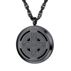 Diffuser necklace Celtic knot cross locket front view
