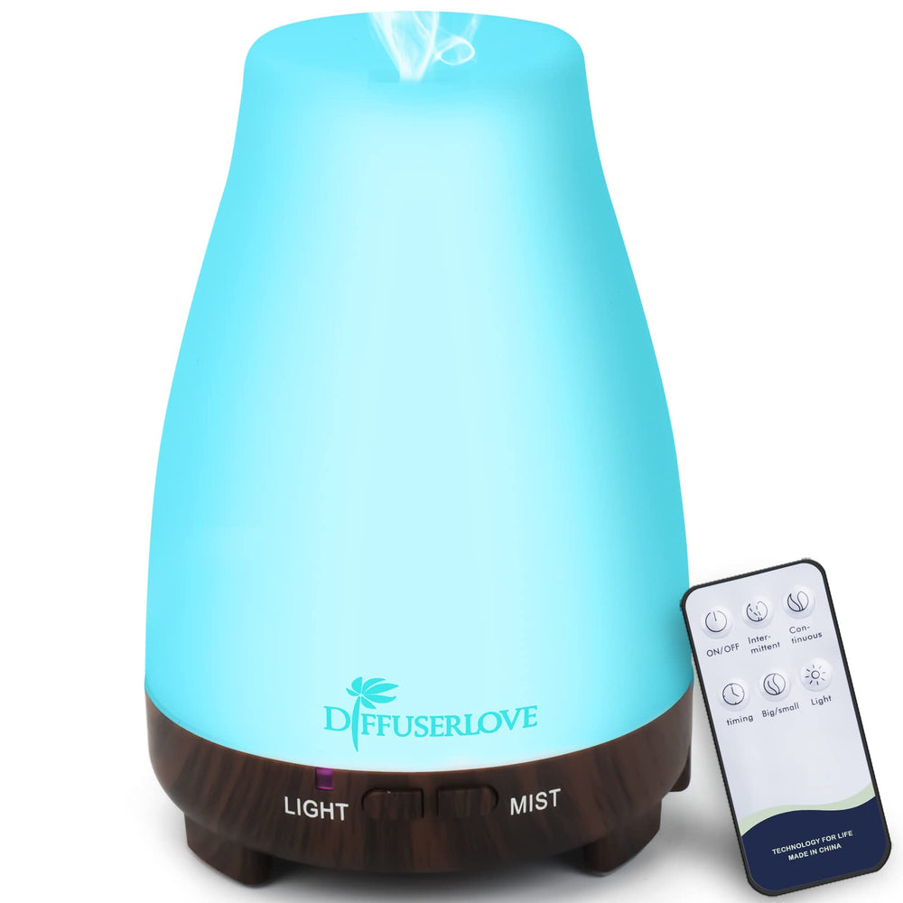 Diffuserlove 200ml remote-control essential oil diffuser with black base