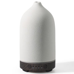 Diffuserlove Ceramic Diffuser 160ML with black wood-pattern base — front view