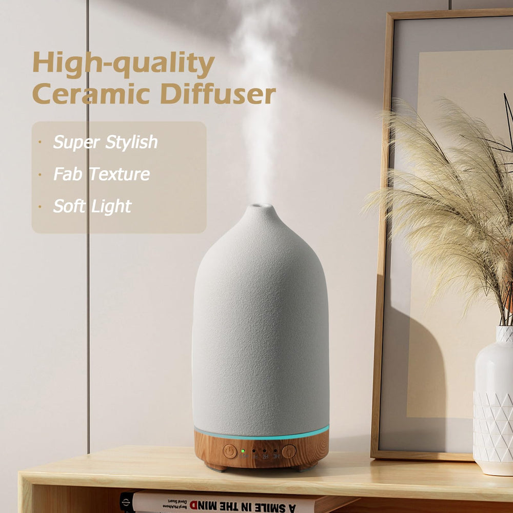 Close-up of handmade ceramic cover on the stone diffuser