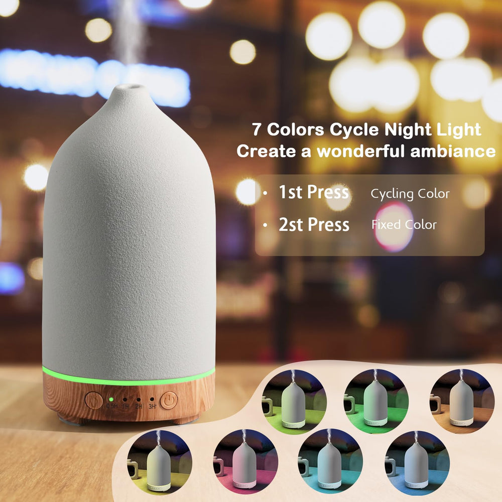 Auto shut-off indicator on ceramic essential oil diffuser