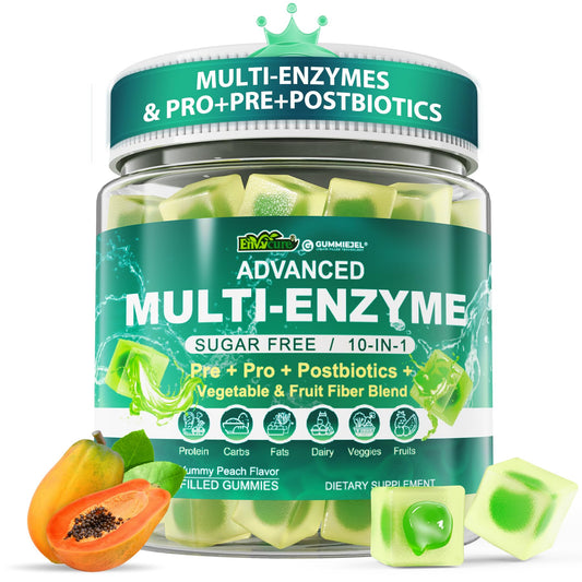 Digestive enzymes gummies bottle label visible