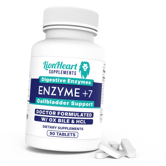 Bottle of digestive enzymes tablets with purified ox bile salts
