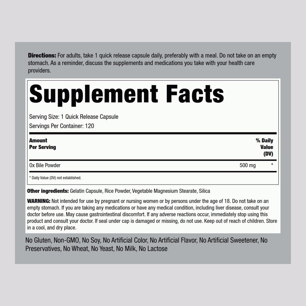 Digestive enzyme support with ox bile