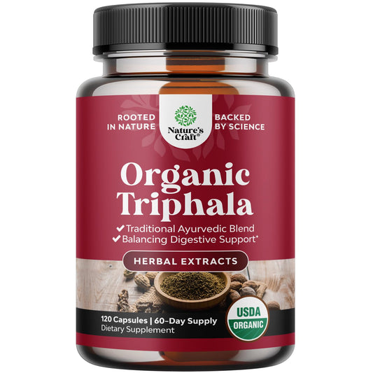 Front view of Digestive Triphala Organic Complex bottle