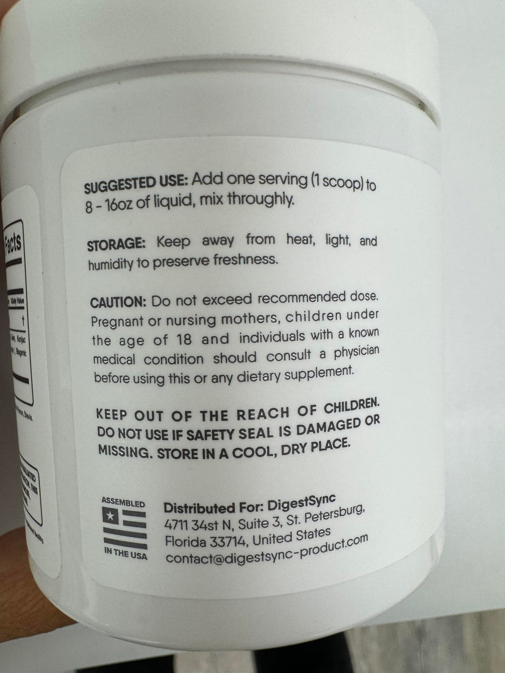 Flavorless DigestSync dissolving in a beverage
