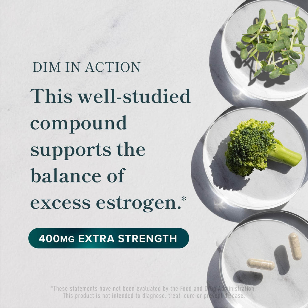 Ingredient panel showing DIM 400mg serving size