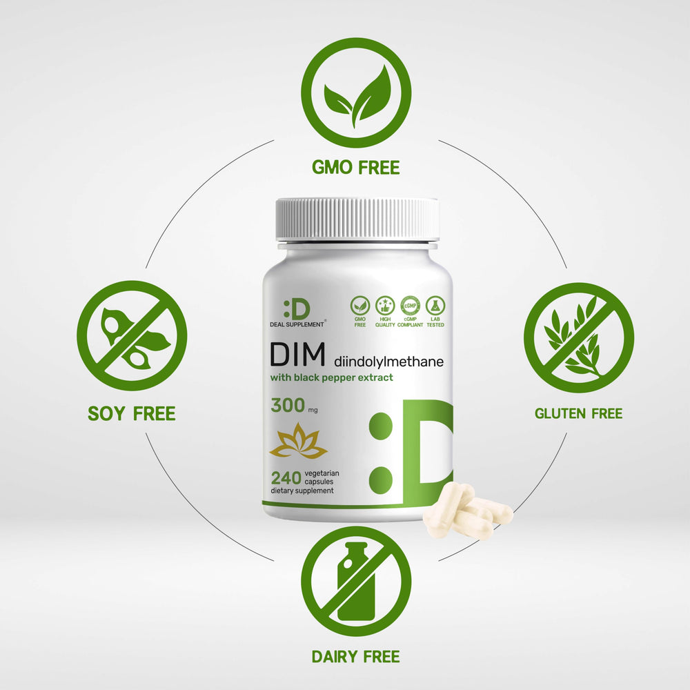DIM 300mg 240 capsules inside bottle with sleeve
