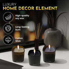 DinBer Amber Allure candle adds soothing warmth for a relaxing ritual.