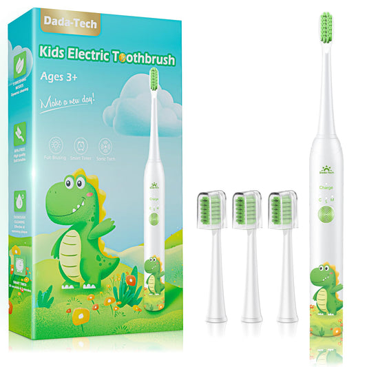 Dinosaur-themed kids electric toothbrush front view