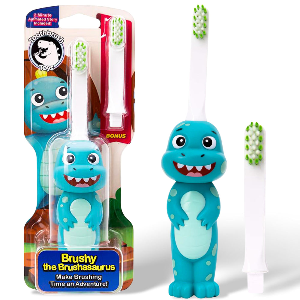 Cute dinosaur design kids toothbrush with soft bristles