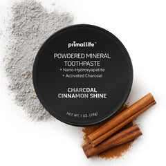 Dirty Mouth Toothpowder jar showing charcoal cinnamon flavor
