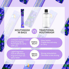 Blueberry probiotic mouthwash packaging close-up