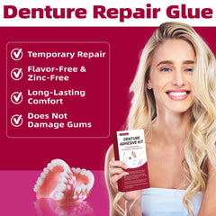 Disposable gloves included with denture repair kit