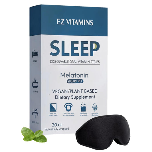Dissolvable oral sleep strips with mint flavor and 5mg melatonin.