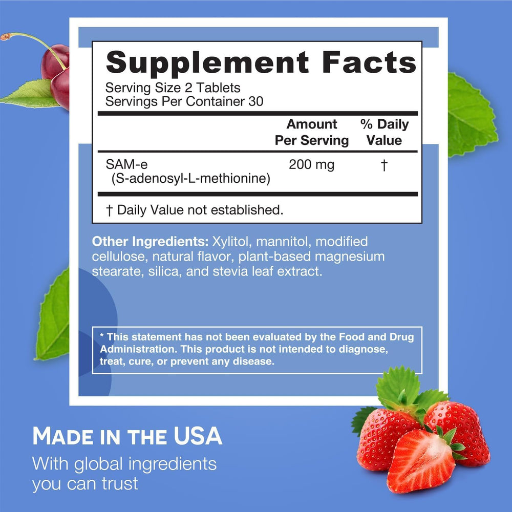 Dissolvable SAM-e 200 mg wild berry flavor product image