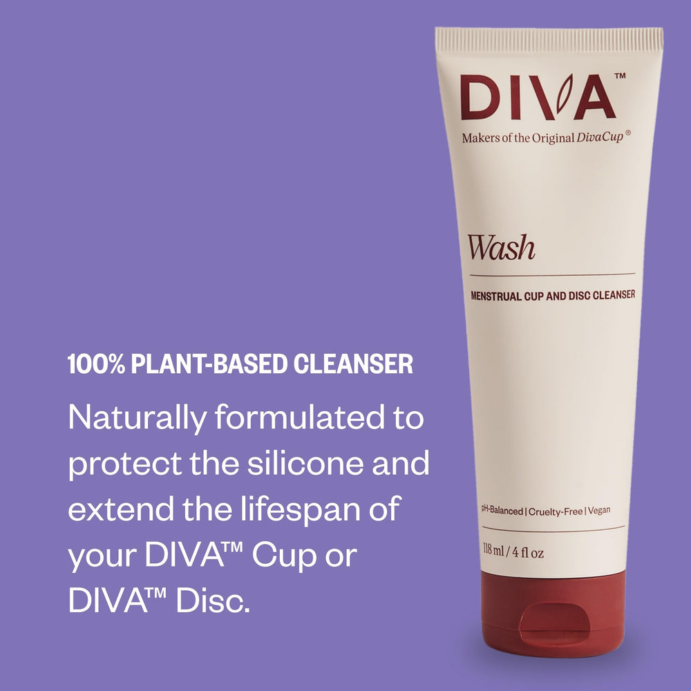DIVA Wash cleanser dispenses easily from flexible tube for quick, on-the-go cleansing sessions.