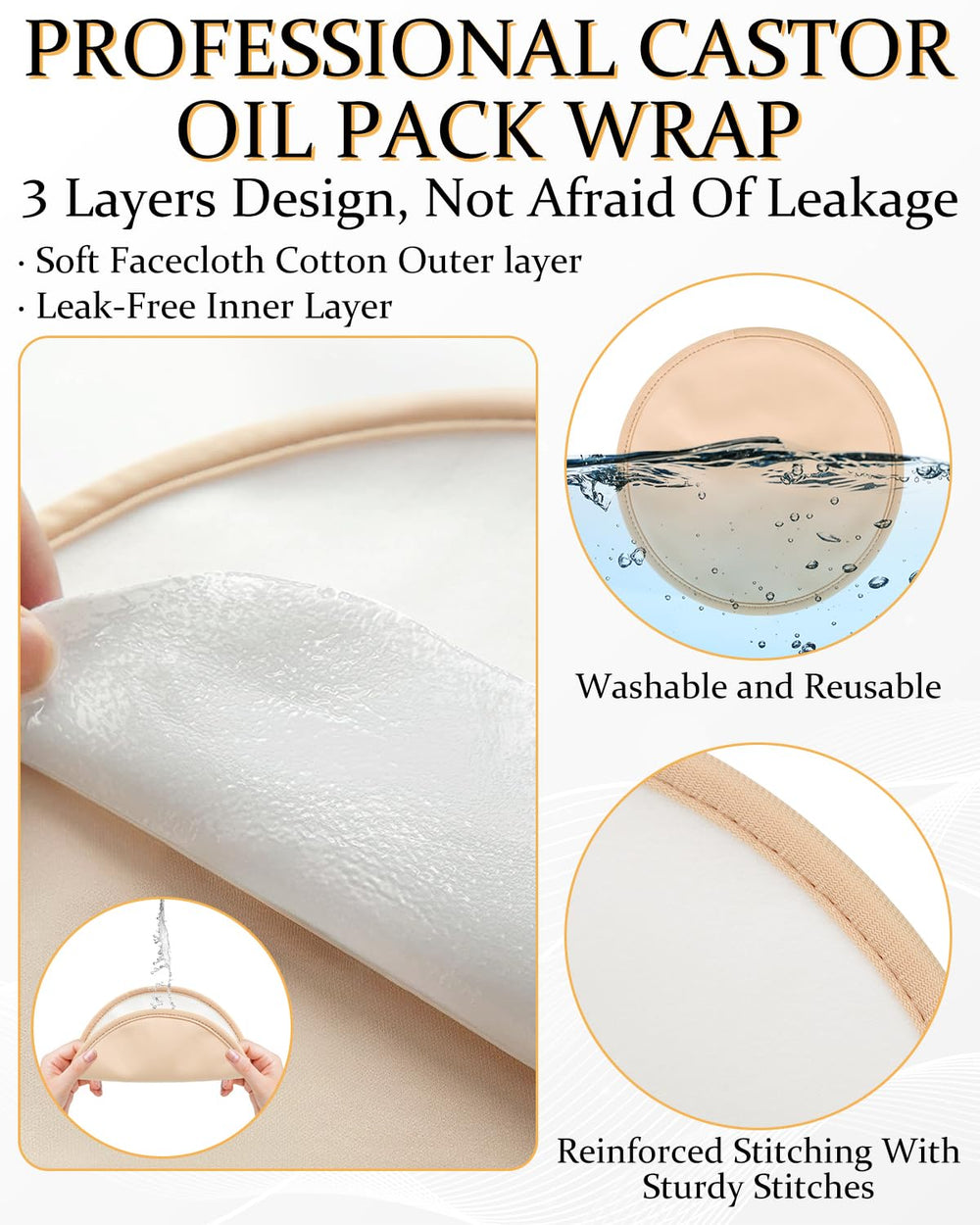 Soft inner cotton layer of the castor oil wrap