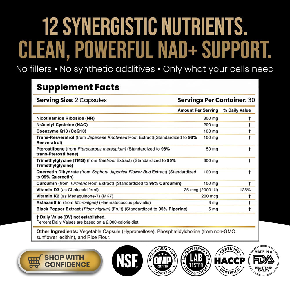 DLNIA Liposomal NAD+ supplement bottle on display