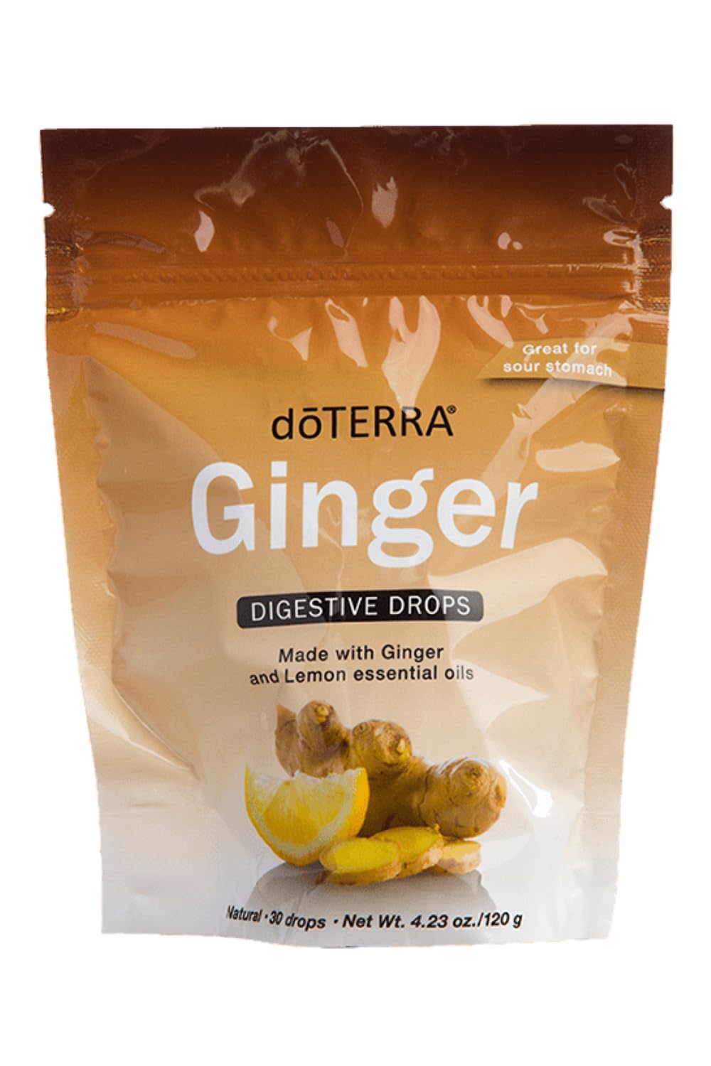 doTERRA Ginger Throat Digestive Drops bottle and packaging