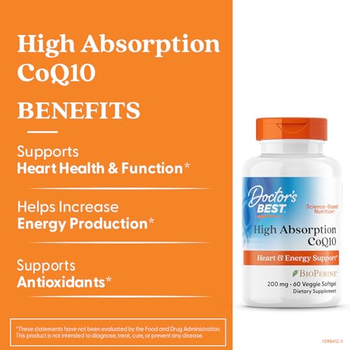 Product bottle with CoQ10 branding and label