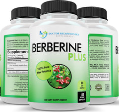 Front view of Doctor Recommended Berberine Plus bottle with 1200 mg per serving