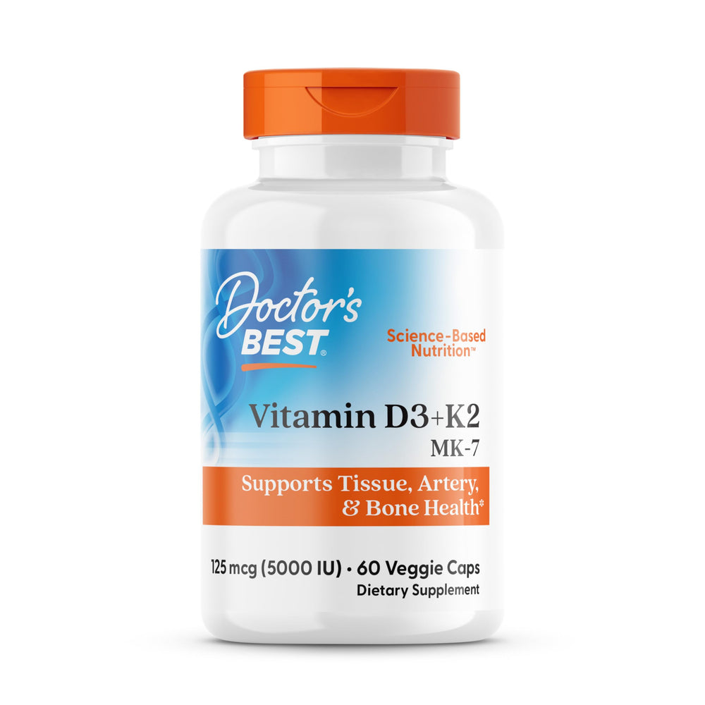 Doctor's Best Vitamin D3 + K2 MK-7 bottle with 60 veggie caps