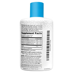 Unflavored alkaline water drops product with cap removed