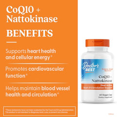 Close-up of Doctor's Best CoQ10 + Nattokinase bottle