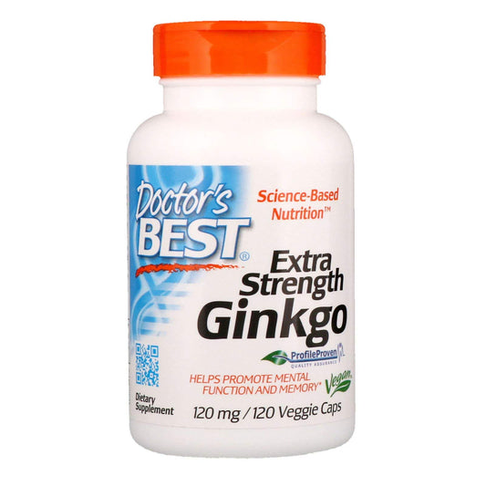 Doctor's Best Extra Strength Ginkgo 120 mg bottle with 120 vegan capsules – Pack of 2