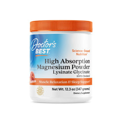 Doctor's Best High Absorption Magnesium Powder Peach Flavor bottle with scoop (12.3 oz)