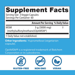 Doctors Best MSM bottle label