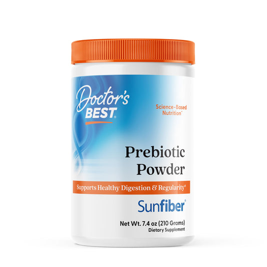 Front view of Doctor's Best Prebiotic Fiber Powder with Sunfiber container