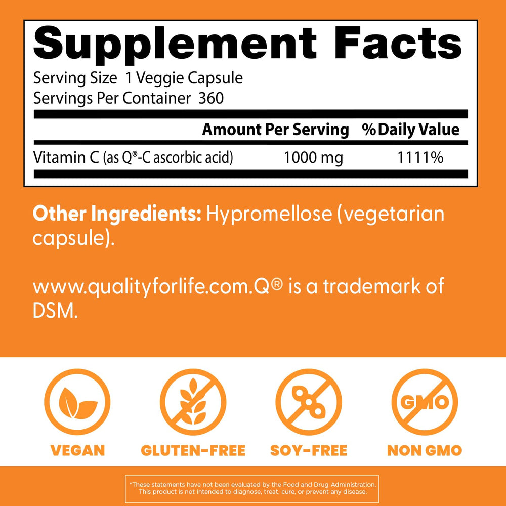 Doctor's Best Vitamin C capsules close-up, veggie form for daily antioxidant intake.