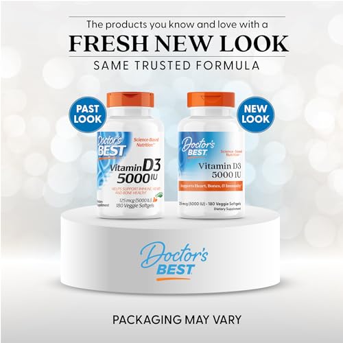 Front label of Doctor's Best Vitamin D3 5000 IU bottle