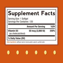 Vitamin D3 2000 IU label close-up