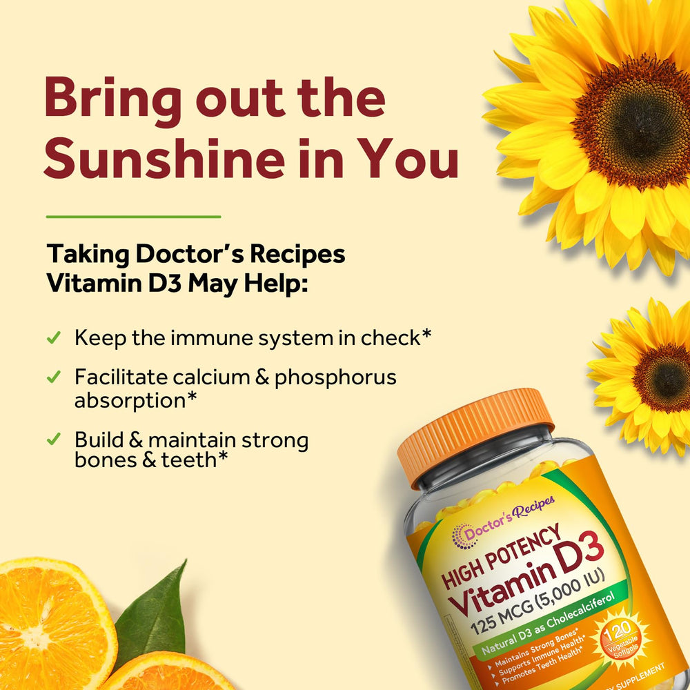 Vitamin D3 5000IU softgels with label