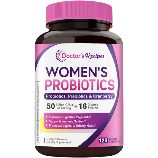 Bottle of Doctor's Recipes Women's Probiotic with Cranberry
