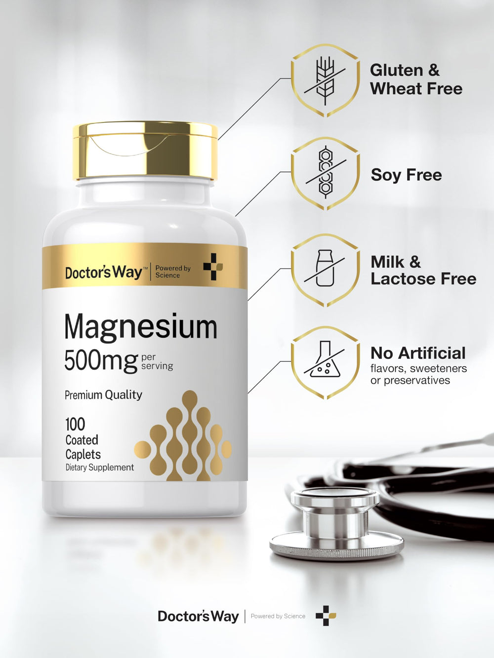 Label focusing on 500 mg magnesium per serving