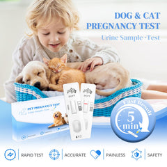 Dip test strip into dog or cat urine sample