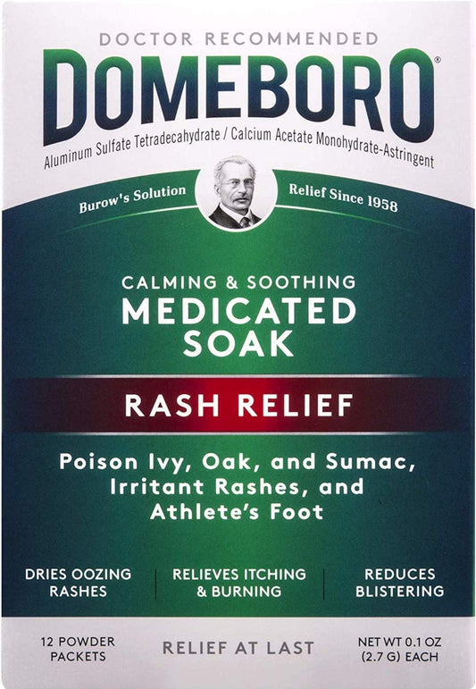 Domeboro powder packette 12EA front view with Bayer branding