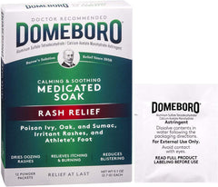 Domeboro powder sachets used for skin irritation relief