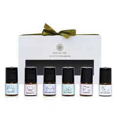 Don Du Ciel Orchid roll-on gift set white packaging, ideal for gifting.