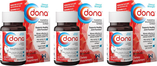 DONA Crystalline Glucosamine Sulfate 60 caplets 3-pack front view