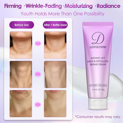 Doracome neck and décolleté area visualization suggests tightening effect.