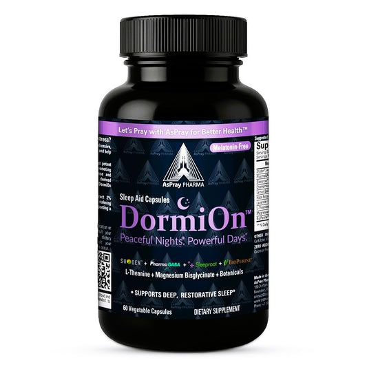 DormiOn Melatonin-Free Sleep Aid bottle front view with 60 capsules