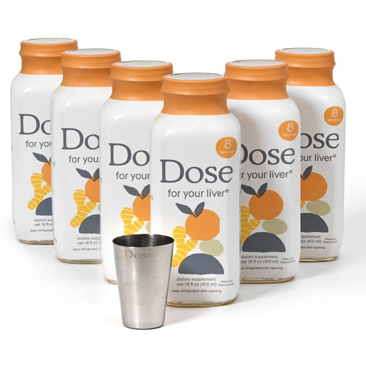 DOSE Liver Cleanse 16oz bottle six-pack, front view