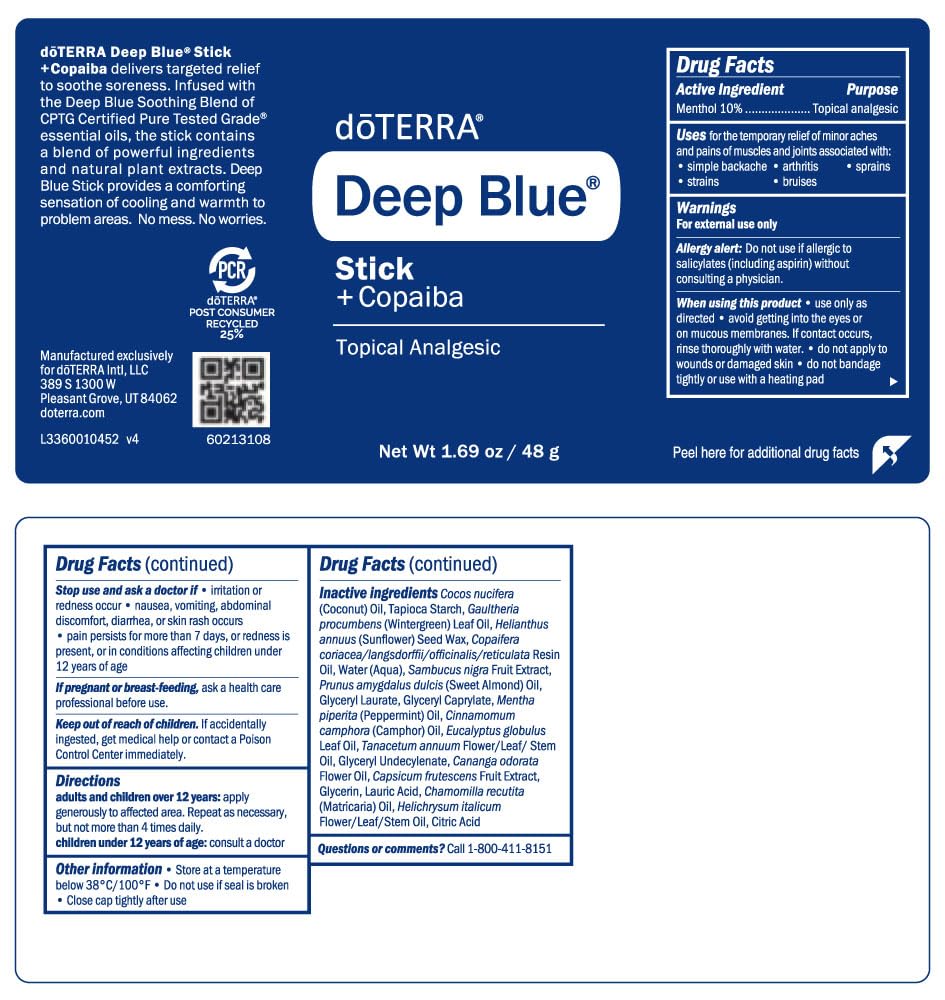 Close-up of the doTERRA Deep Blue Stick being held